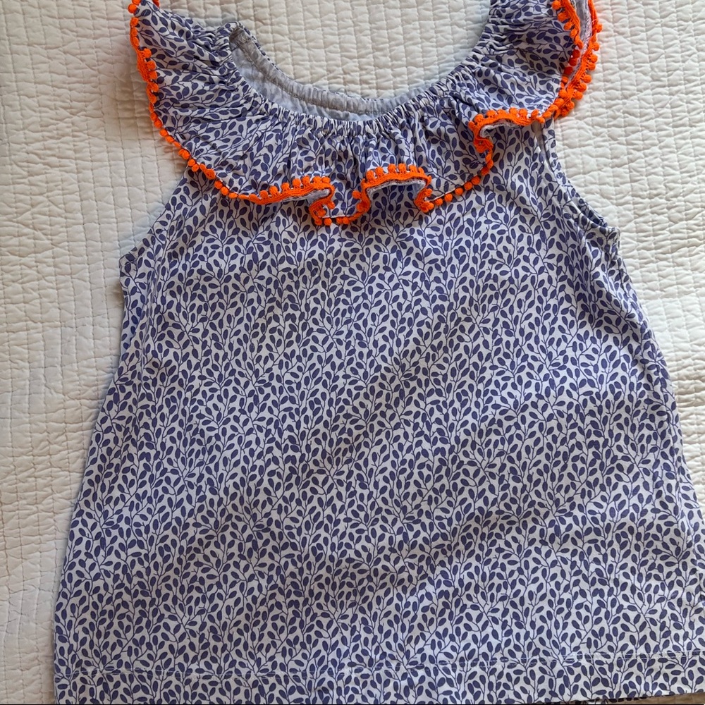 Mini Boden flowery ruffle top in purple blue girls 8